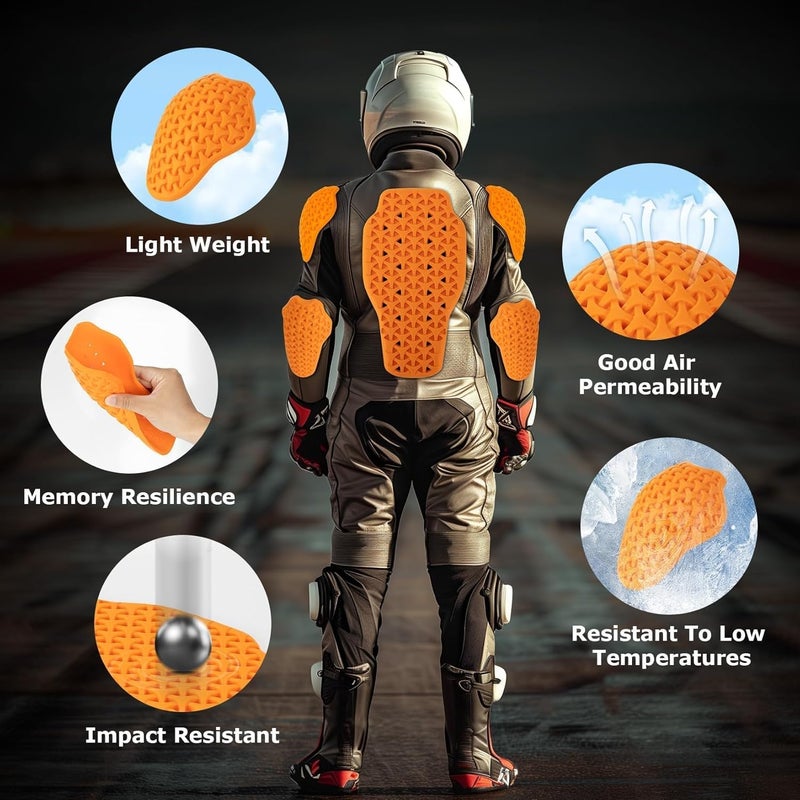 psler CE Level 1 Certified Motorcycle Armor Back Pad and CE Level 2 Certified Elbow and Shoulder Protection Pads Set,Motorcycle Armor Back Protector Inserts for Motorcycle Jackets,5PCS - Image 4